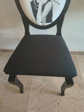 Silla Vintage Audrey Hepburn Tela Negra