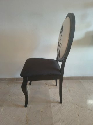 Silla Vintage Audrey Hepburn Tela Negra