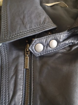 Giubbino donna pelle modello bomber blu