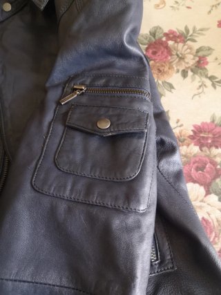 Giubbino donna pelle modello bomber blu