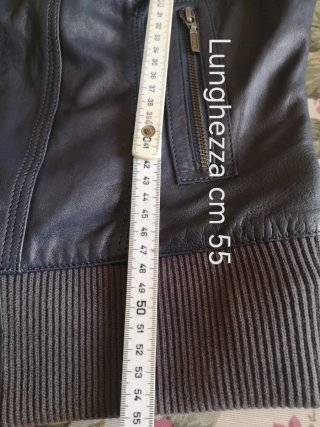 Giubbino donna pelle modello bomber blu