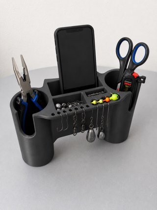 Soporte cañas y accesorios de pesca para cubo