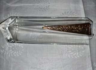 Vaso cristallo con inserto dorato