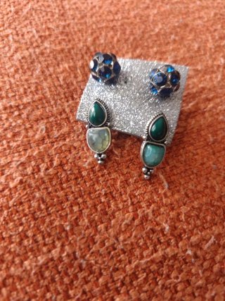 Pendientes Mujer Verdes y Plateados