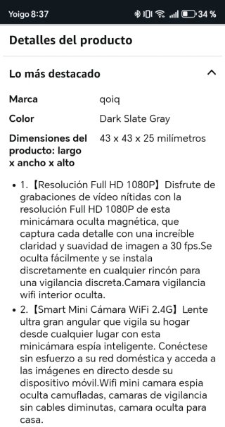 Cámara WiFi HD Video