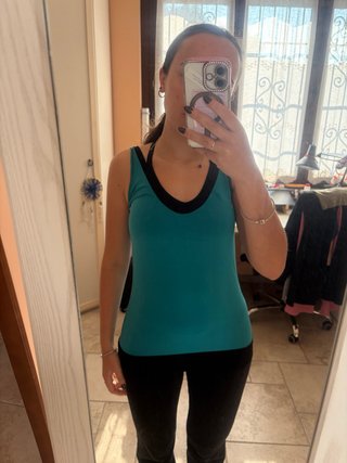 Top Smanicato Sportivo / Canotta Fitness Turchese