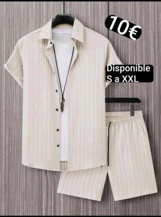 Conjunto Camisa y Pantalón Corto Beige