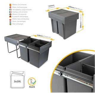 Cubos Basura Bajo Fregadero EMUCA Gris