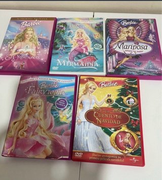 LOTE de 5 Películas Barbie DVD Originales Español