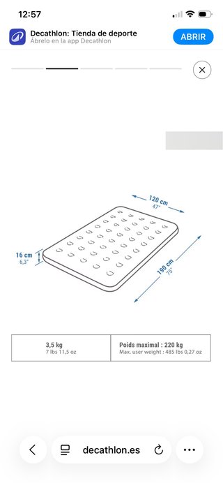 Colchón Hinchable 2P Quechua 190x120cm + Inflador