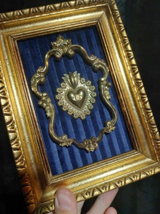 Cornice Sacro Cuore Dorato Blu