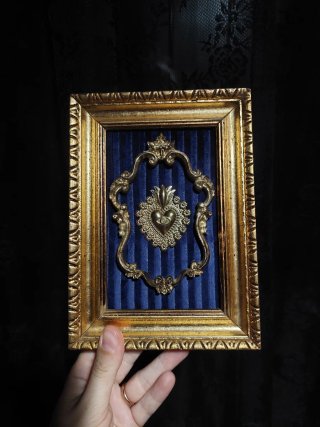 Cornice Sacro Cuore Dorato Blu
