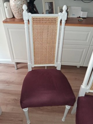 6 Sillas Salón/Comedor Terciopelo y Ratán