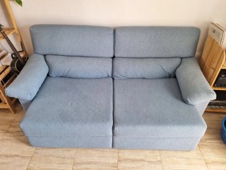 Sofá 3 plazas azul/gris extensible