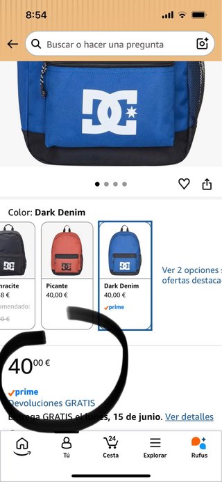 Mochila DC azul y negra