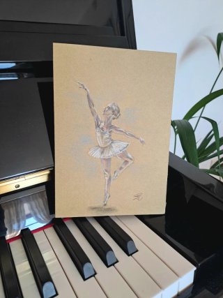 Schizzo ballerina disegno matita stile biglietto