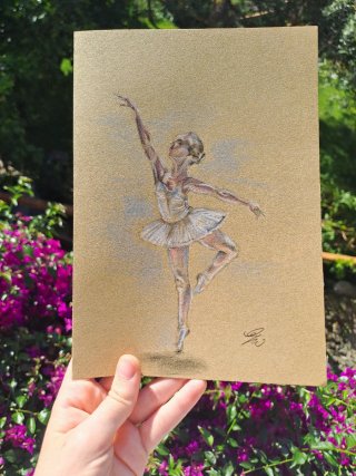 Schizzo ballerina disegno matita stile biglietto
