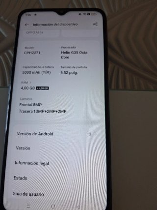 Teléfono oppo A16S con cargador
