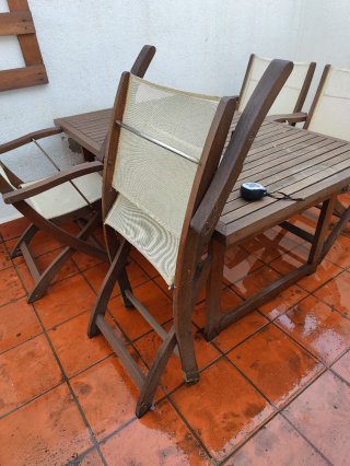 Mesa y 5 Sillas Plegables Exterior