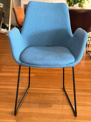 Sedie da pranzo imbottite blu e nere