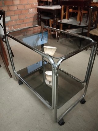 Camarera Vintage Metálica y Cristal Años 60