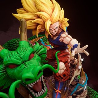 Figura Resina Dragon Ball Goku SJJ3 & Shenron