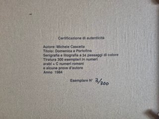 Michele Cascella Portofino 1984 Certificato 3/300