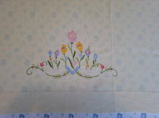 Coppia teli lino con ricamo fatto a mano