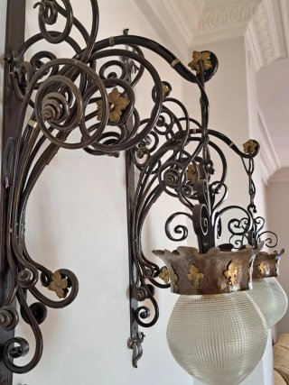 Lámpara de Pared Forja y Cristal