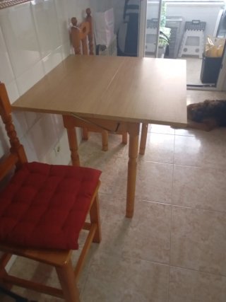 Mesa de cocina madera abatible 80cm abie y 2 silla