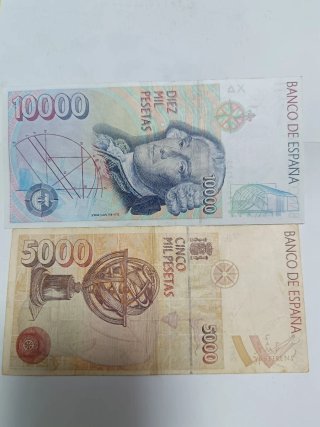 Lote 4 Billetes Españoles 10000 y 5000 Pesetas