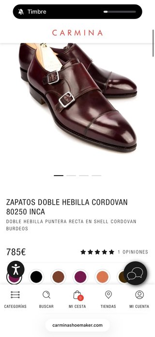 Zapato Doble Hebilla Burdeos Shell Cordovan