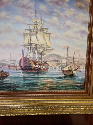 Cuadro de Galeón Antiguo. Certificado Autor