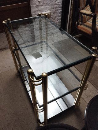 Camarera Vintage Años 70 Cristal y Metal Dorado