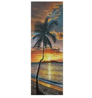 Cuadro al óleo: Palmera y atardecer