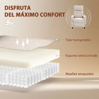 Sillón Reclinable Masaje Reposapiés 2 Zonas