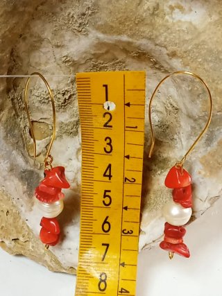 Pendientes Coral y Perlas Agua Dulce