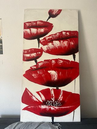 Cuadro Flores Rojas Pintado a Mano