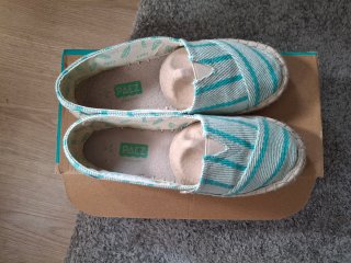 Alpargatas Paez Teal y Blanco