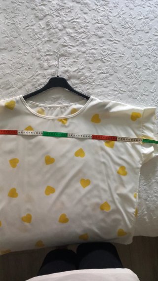 Blusa bianca con cuori gialli tg unica