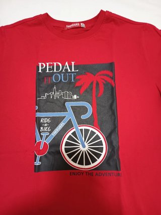 Camiseta ENERGIE roja con estampado bici 14 años