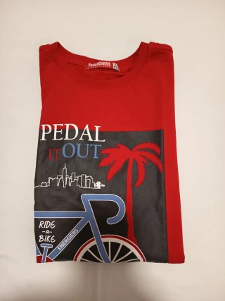 Camiseta ENERGIE roja con estampado bici 14 años