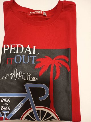 Camiseta ENERGIE roja con estampado bici 14 años