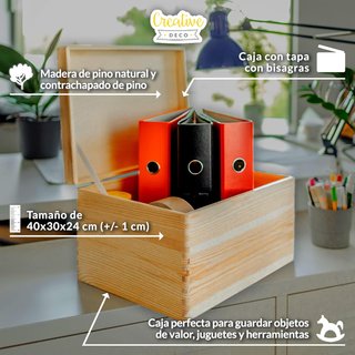 Caja Madera XXL Tapa Decoración