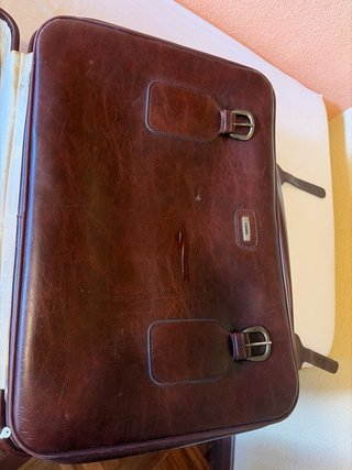 Juego 3 maletas piel vintage marrones