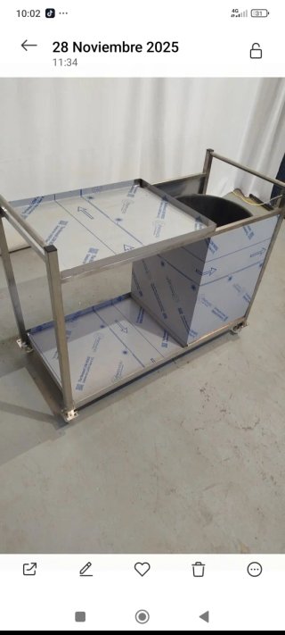 Carro camarera acero inoxidable con cubo