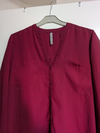 Blusa Stradivarius Mujer Manga Larga Roja