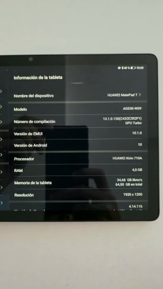 Tablet Huawei MatePad T10 Negro