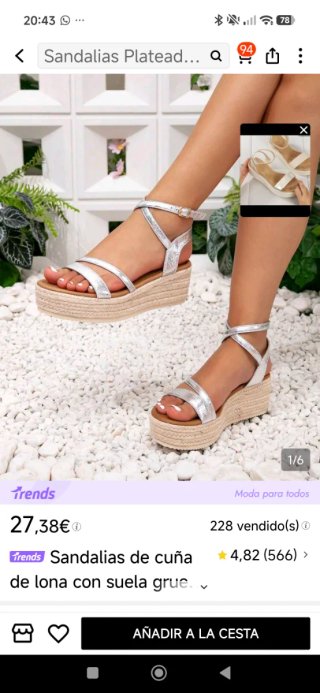 Sandalias cuña plateadas