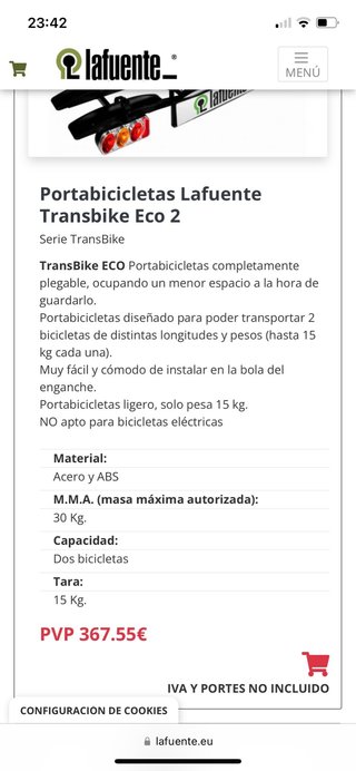 Portabicicletas bola 2 bicis Conector 7 pines